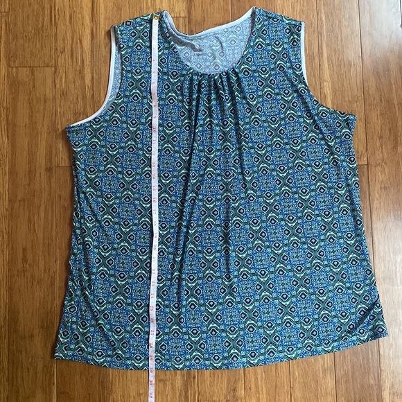 CJ Banks 2X Blue/Green Sleeveless Blouse - Picture 3 of 5